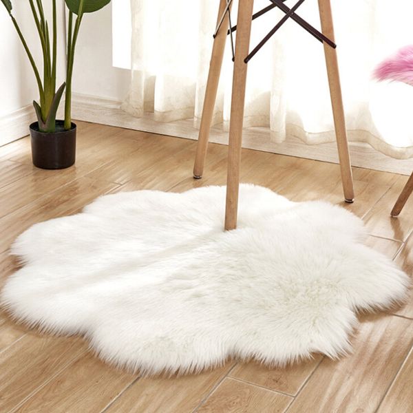 Fluffy Rug Carpets For Living Room Decor Faux Fur Carpet Kids Room Long Plush Rugs Bedroom Shaggy Area Rug Round Star Flower Mat Check Carpets Frieze