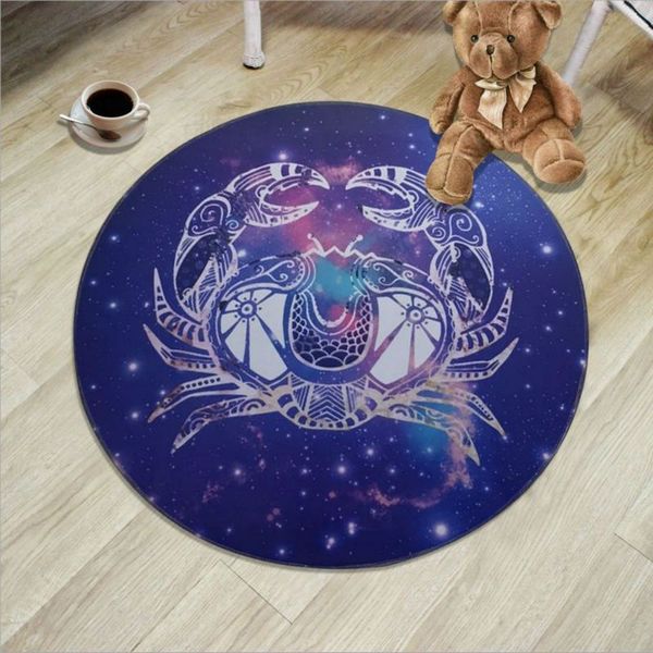 

twelve constellations european round carpet computer chair floor mat printed round carpet for children bedroom play tent area rug