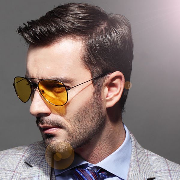 

aviation sunglasses men women car driving glasses night vision goggles pilot brand designer yellow lens sun glasses 2019 uv400, White;black