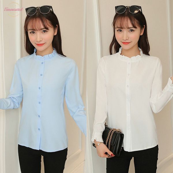 

2020 fashion women female summer office lady formal party long sleeve slim collar blouse casual solid white shirt