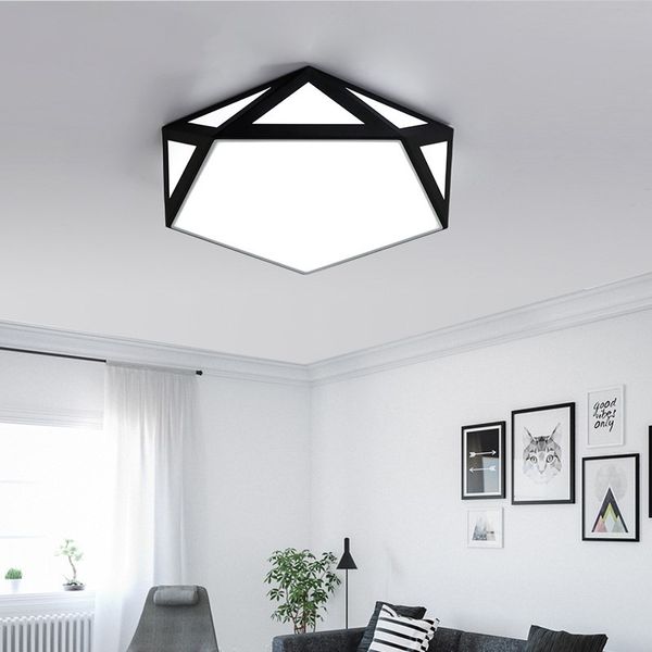 

2019 new modern black/white led ceiling chandeliers for living room bedroom hallway iron polygon led chandeliers lighting lampadas