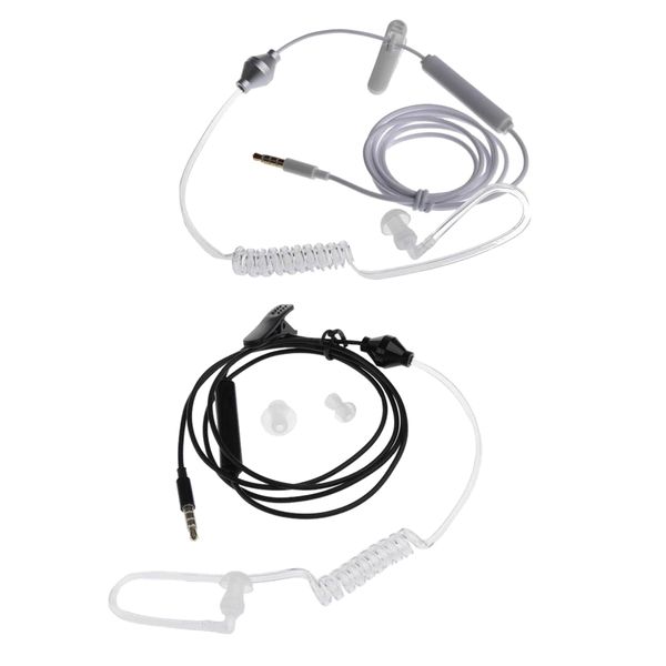 

2pack 3.5mm wired acoustic air tube earphone anti-radiation headsets with on/off switch microphone volume control