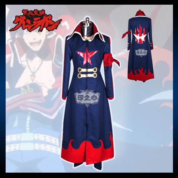 

new tengen a gurren lagann anime manga figure simon cosplay costume, Black;red