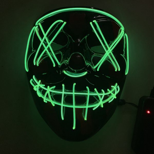Neon LED Halloween Mask Light Up Scary Skull Face Mask Funny Masks