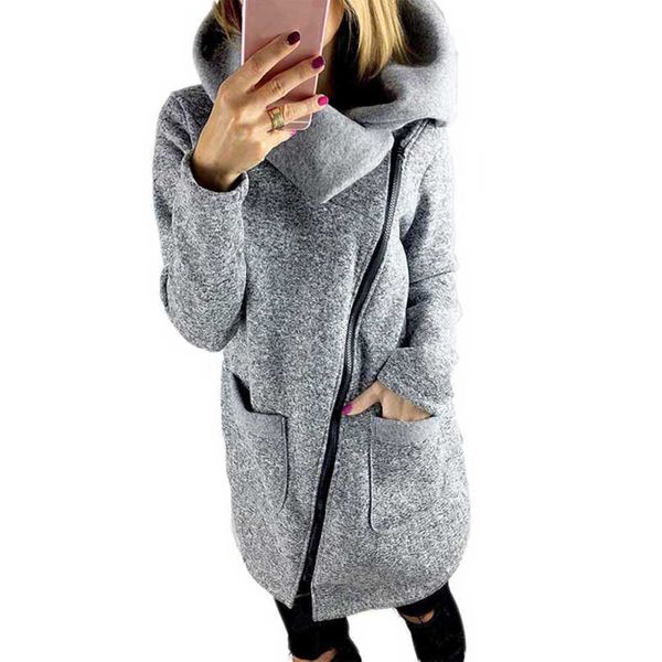 

autumn winter women jacket solid color long sleeve coat diagonal zipper turndown collar lady casual outwear plus size msk66, Black;brown