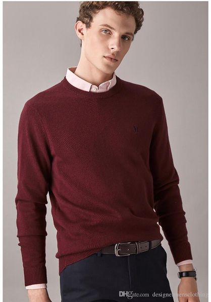 

hazzys slim mens sweaters solid color o neck designer homme winter casual long sleeve male clothing, White;black