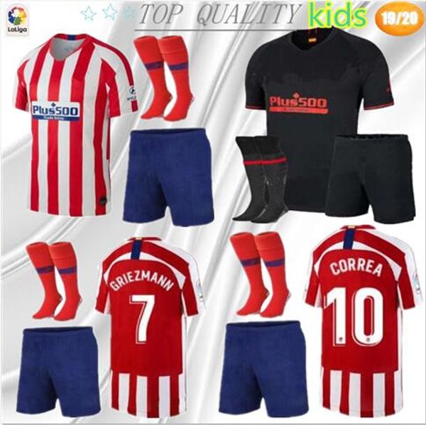 

new kit + sock 2019 2020 boy soccer jersey 19 20 kid football shirt home away camiseta, Black