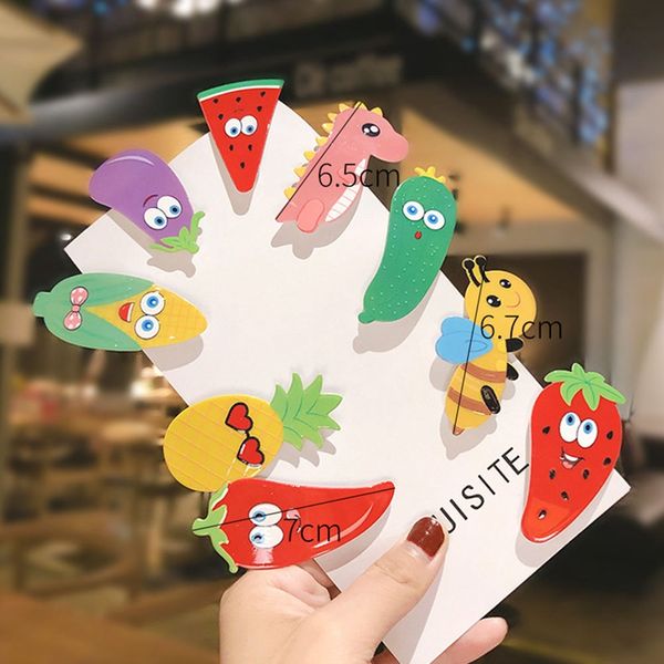 

5 pcs/set new children's fruit hairpin korean version cute color radish side clip girl baby duck clip hairpin headwear woman, Slivery;white