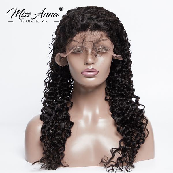 

missanna] onecut 360 lace frontal wigs brazilian remy hair deep wavepre plucked with baby hair, Black;brown
