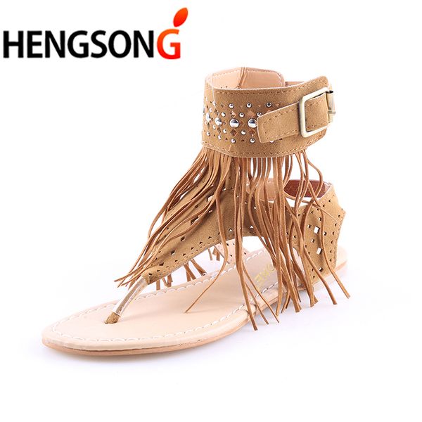 

2017 new arrive women bohemian sandals flat sandals tassels casual summer shoes pa914985, Black