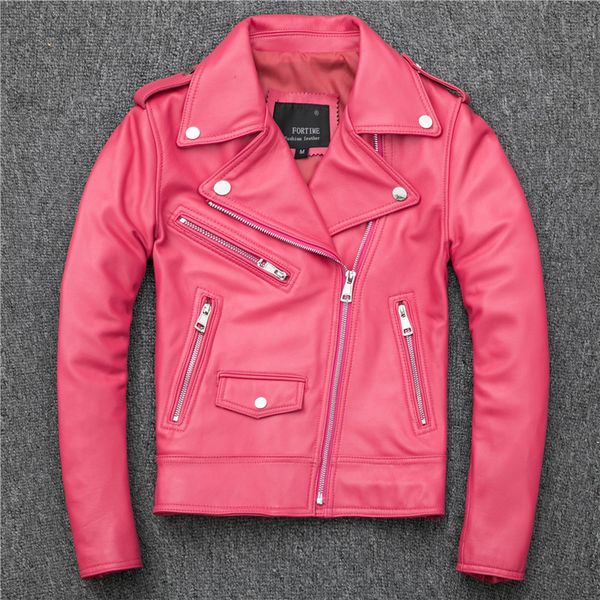 

genuine leather jacket spring autumn slim leather jacket for women clothes 2019 sheepskin motorcycle women yy969, Black