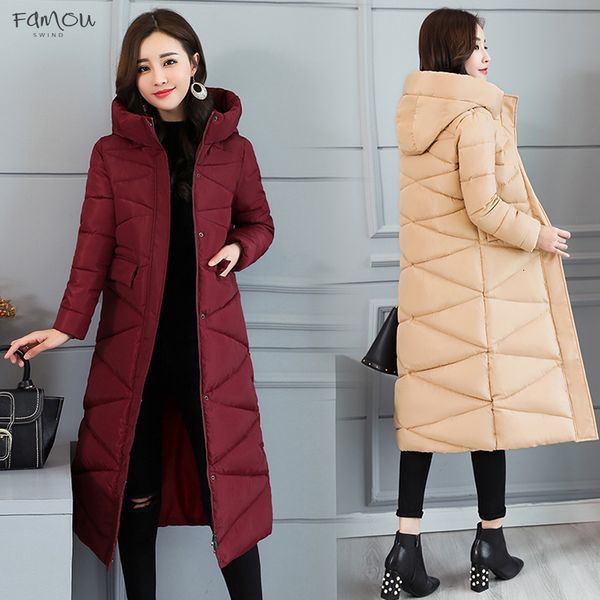 

пальто корейская женщина зима полное пальто длинный теплый тик пуховая куртка мода тонкая куртка женская зимняя куртка с капюшоном и пиджаки, Black