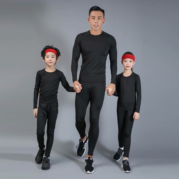 

family wear sportswear dad son daughter sportswear shirt family clothes kids t-shirt basketball football running, Black;blue