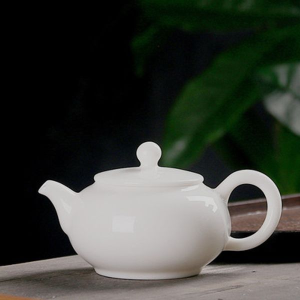 

teapot ceramic simple ball hole kung fu tea set jade white porcelain single pot tea maker well bar size teajar