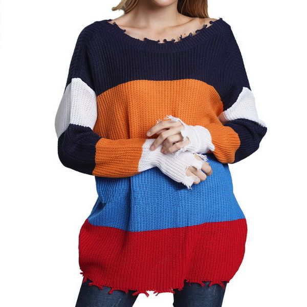 

new sweaters winter women's sweater v-neck pullover loose on both sides wearing knit sweater, White;black