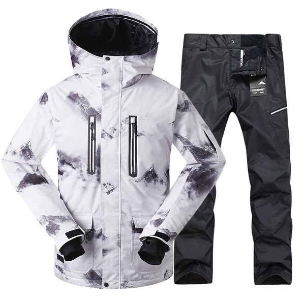 

gsou snow men's new ski suit winter white thickened windproof warm ski clothes outdoor waterproof breathable jacket pant