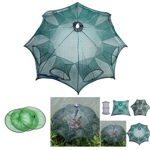 

folding bait fish trap net, 4/6/8 holes crab/lobster/shrimp river pond cast dip cage fishing accessories #m