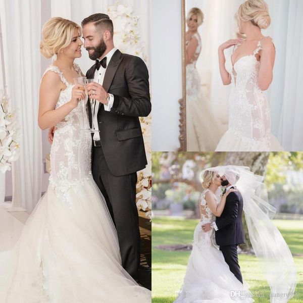 

setwell mermaid wedding dresses sweetheart lace appliques wedding gowns sweep train back bridal dress, White