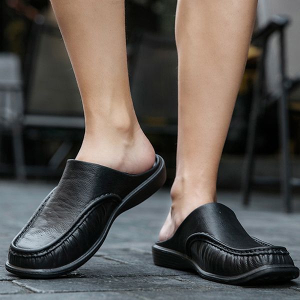 

men summer flops driving shoes male gardening soft slippers shoes men beach outdoor casual walking beach flops, Black
