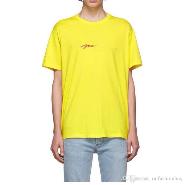 

2020 роскошная новая мода париж вышивка радуга красочный логотип подпись европа италия футболка мужчины женщины футболка повседневная хлопча, White