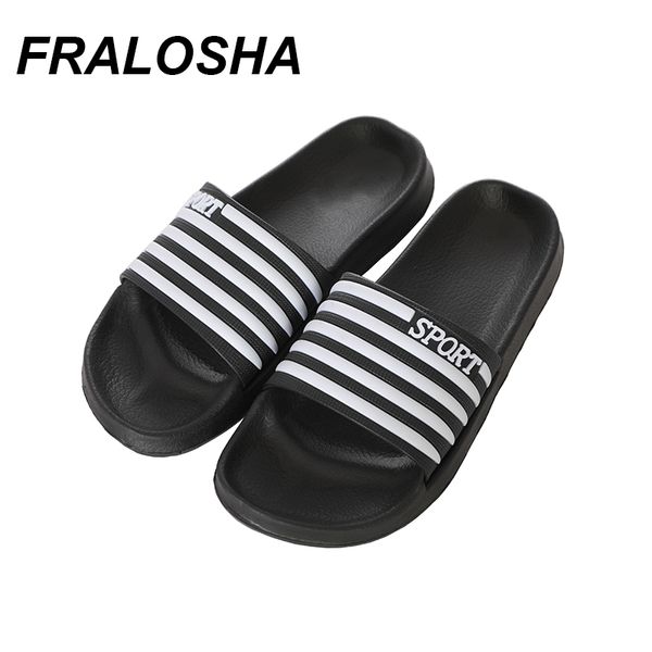 

2019 new summer couple bathroom striped slippers men and women indoor and outdoor household slippers non-slip floor, Black