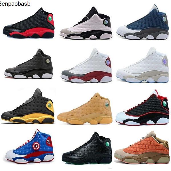 

13s 13 black cat мужчины женщины джордон баскетбол обувь flint бред olive мело класс 2002 wheat грея все звезды j13 тапки