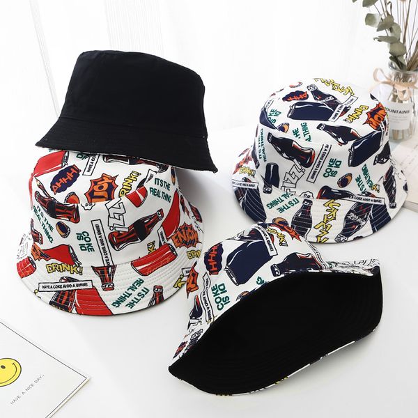 

ldslyjr 2019 coke bottle double sided wear bucket hat fisherman hat outdoor travel hat sun cap hats for men and women 30, Blue;gray