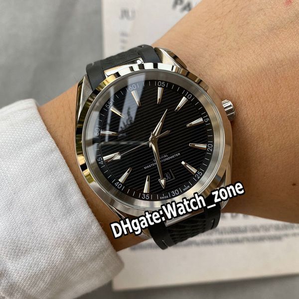 

new aqua terra 150m steel case 220.12.41.21.01.001 black texture dial automatic mens watch rubber strap watches hello_watch 10 color, Slivery;brown