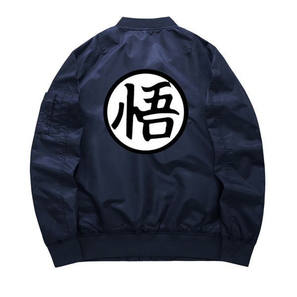 

asstseries anime dragon ball goku mens thin bomber jacket men's thick zipper baseball jacket air force one pilot coat s-8xl y190923, Black;brown