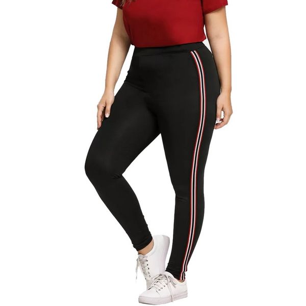 

plus size 5xl for women striped print yoga pants sport leggings push up fitness gym clothes black running tights trousers, White;red