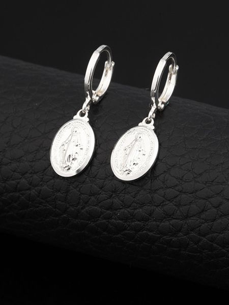 

virgin mary plated pendant jewelry set necklace earrings for women trendy chain accessories valentine's day present silver