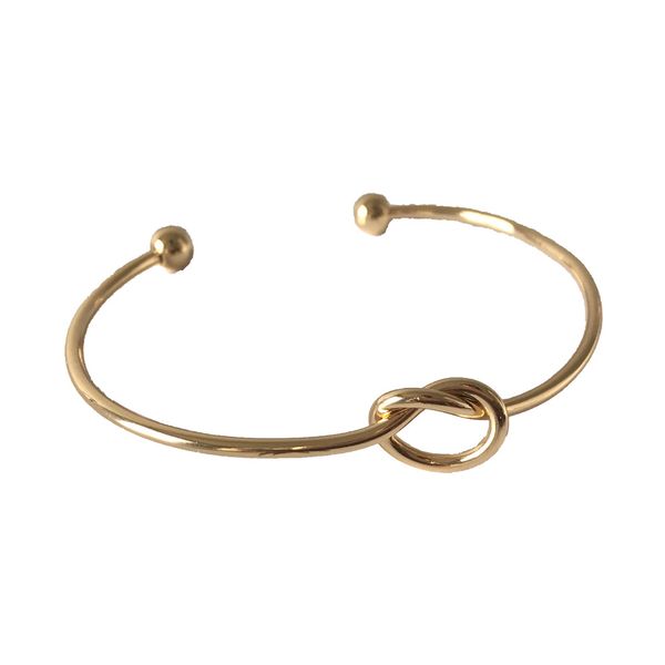 

trendy women bangle gold color plating knot pattern with ball end, Black