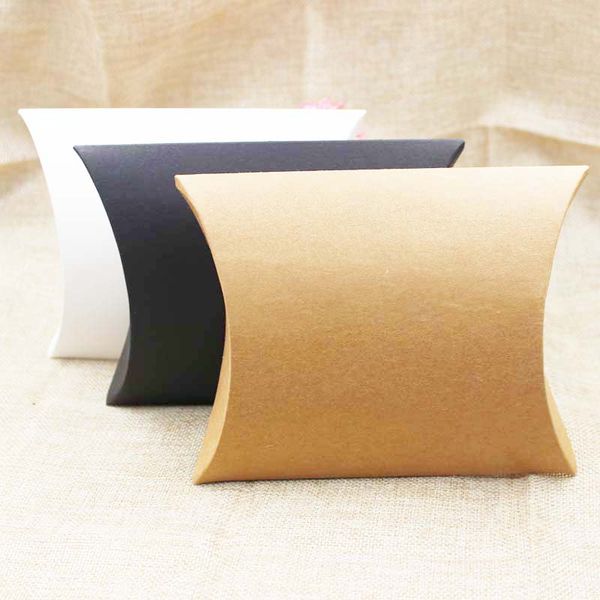 

custom pillow gift box kraft/black/white cardboard paper candy packing box mutli size 20pc per lot custom logo cost extra
