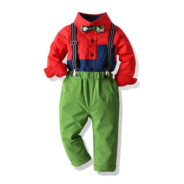 

christmas baby sets boy cotton shirts with pants kids fashion gentleman children autumn sets baby boy clothes, White