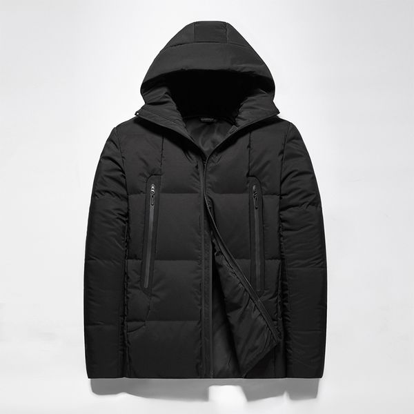 

long white duck down standard men's long winter down jacket, Black