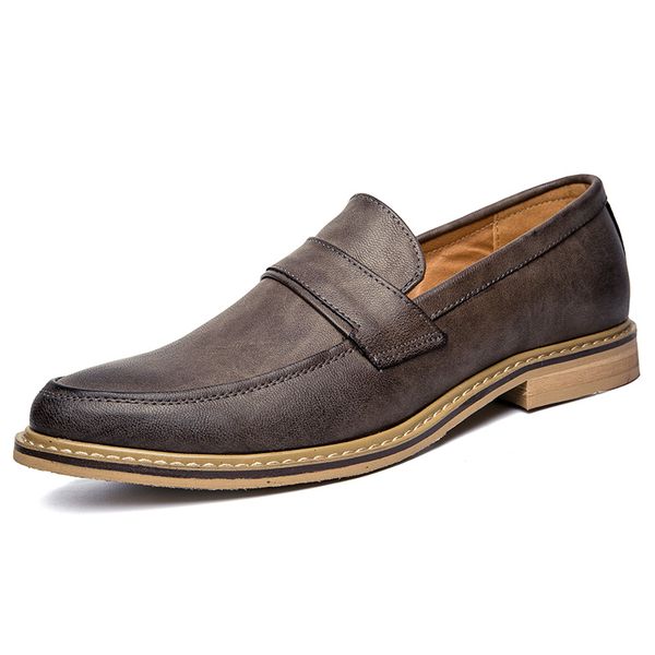 

2019 business casual men loafers fashion leather formal dress shoes man comfortable soft flats men shoes casual footwear hv-030, Black
