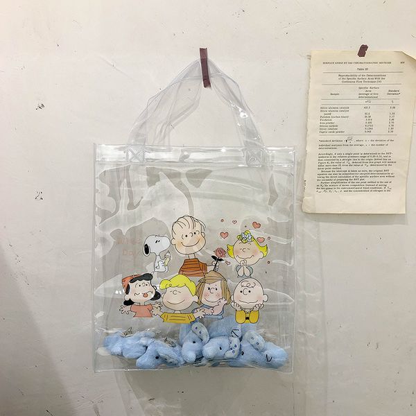 

women cartoon transparent handbag ins popular designer fashion lady large capacity handle bag travel shopping package ss3564