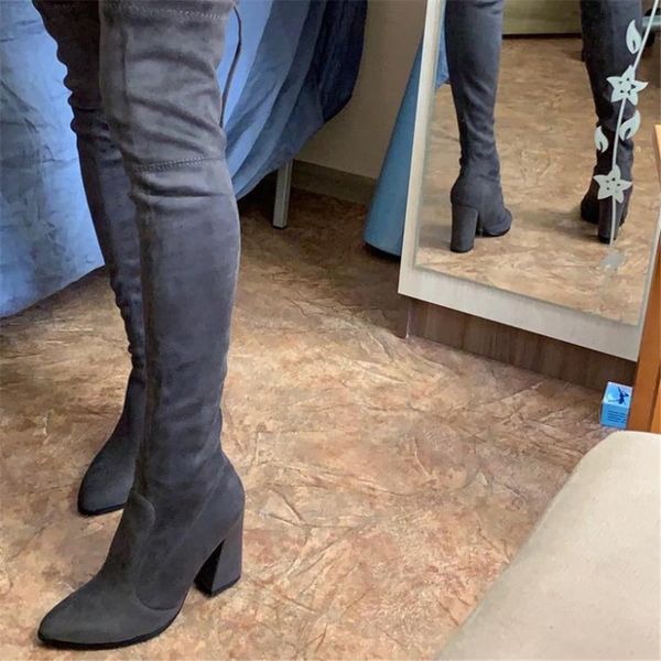 

high heels knee winter warm flat shoes women exceed red overknee boots, Black