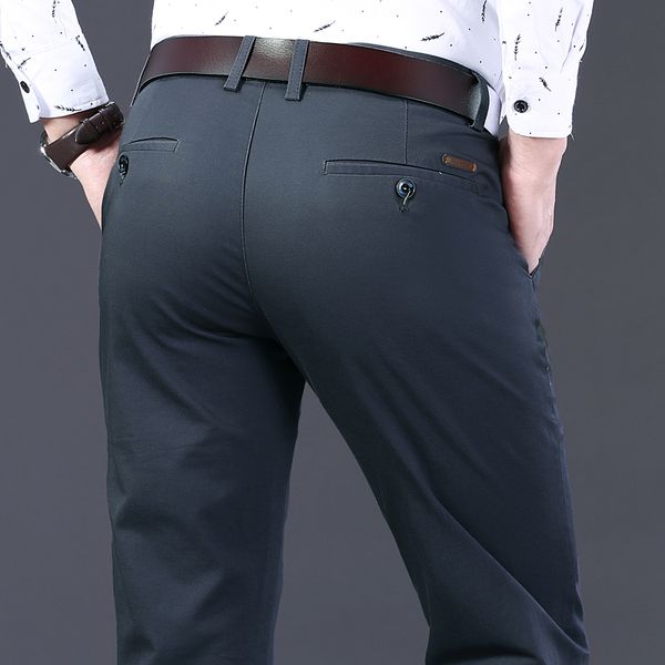 

2020 fashion new men's business casual pants straight spring and summer cotton trousers large 5 color options, Black