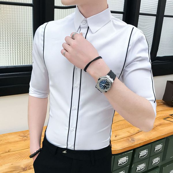 2019 2019 Night Bar Barber Shop Short Sleeved Shirt Slim Hair