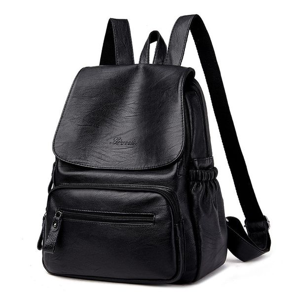 

ladies' fashion bag 2019 female pu color collision both shoulders package single shoulder handbag minimalism college wind large capacit