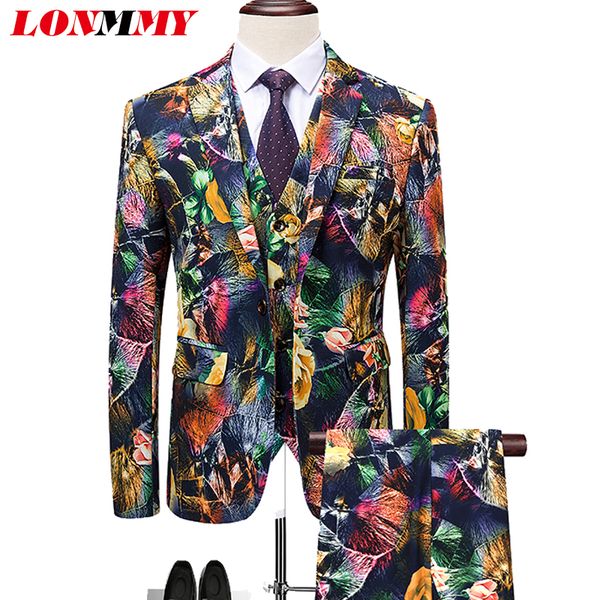 

lonmmy 5xl 6xl wedding suits for men floral mens suits with pants tuxedo flower mens blazer jacket+pants+vest colete masculino, White;black
