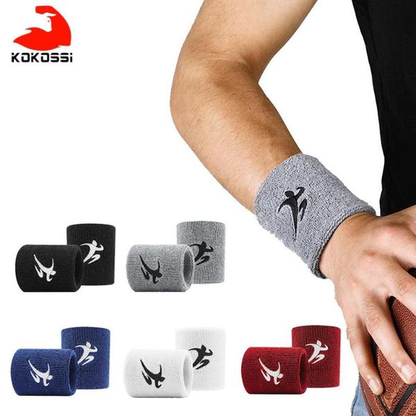 

kokossi cotton elastic wristbands gym fitness gear support power weightlifting wrist wraps for basketball tennis badminton brace, Black;red