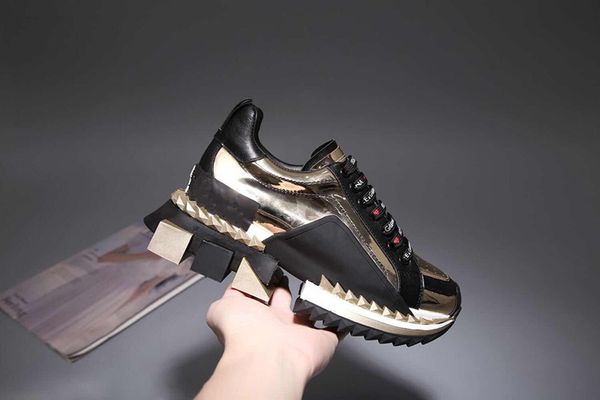 

2019 name brand man ca ual hoe flat kanye we t fa hion wrinkled leather lace up high male arena hoe ize ml xiang190513