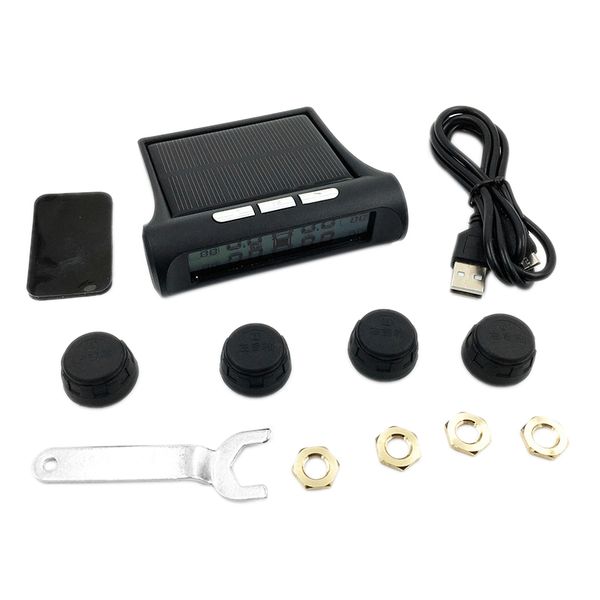 

newcar tire pressure alarm monitor system tpms backlight digital display solar energy power usb charger
