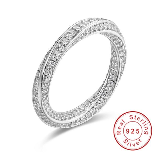 

real eternity ring luxury full stone birthstone 925 sterling silver women wedding rings engagement band jewelry size 5-10 gift, Slivery;golden