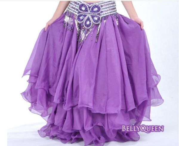 

stage wear performance oriental belly dancing skirts 3 layers chiffon dance skirt costume training dress or, Black;red