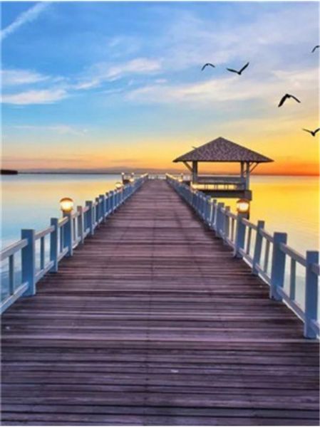 

rhinestone full round&square diamond embroidery scenery sunset bridge 5d diy diamond painting cross stitch kit home mosaic decor gift bb0798