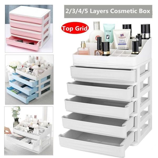 

women's plastic cosmetic drawer makeup organizer makeup storage box container nail casket holder desksundry storage case