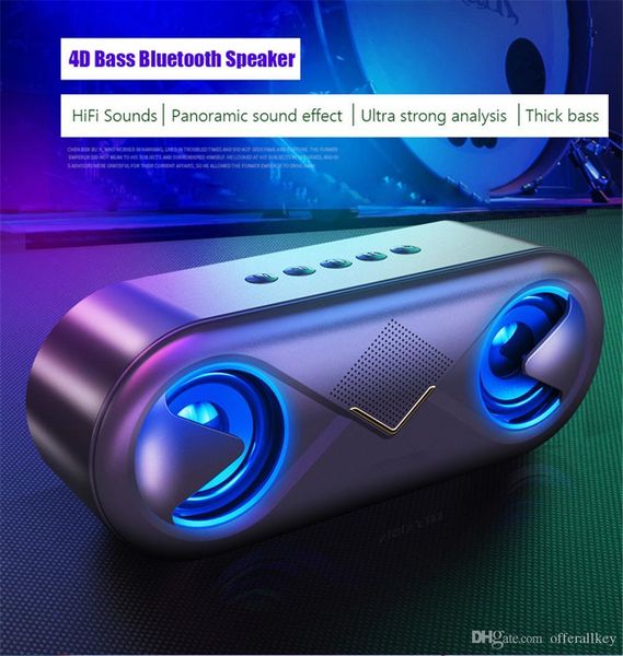 

wireless bluetooth v5.0 speaker s6 led portable boom box outdoor bass column subwoofer sound box with mic support tf aux usb